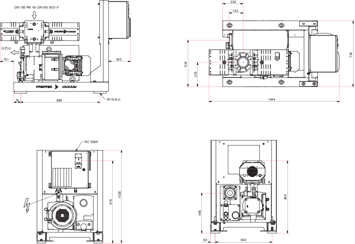 COMBI RU 1454 with R5 RD 0240 A single-stage rotary vane pump and HiLobe 2104 roots pump