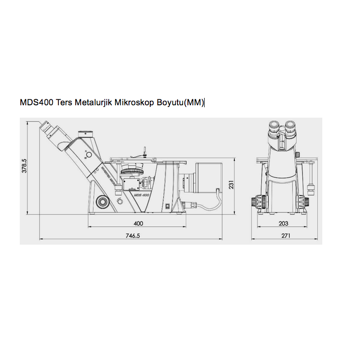 MDS400 Trinoküler İnvert Metal Mikroskop LWD P.A