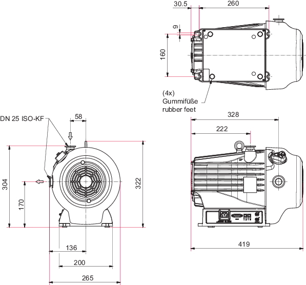 HiScroll 18 Oil-free Scroll Vacuum Pump   DN 25 ISO-KF, S = 18.1m³/h 