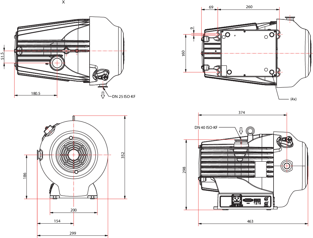 HiScroll 46 Oil-free Scroll Vacuum Pump   DN 25 ISO-KF, S = 43 m³/h 