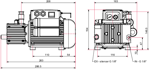 MVP 015-2, Diaphragm Pump, 100–236 V, 50/60 Hz, G 1/8