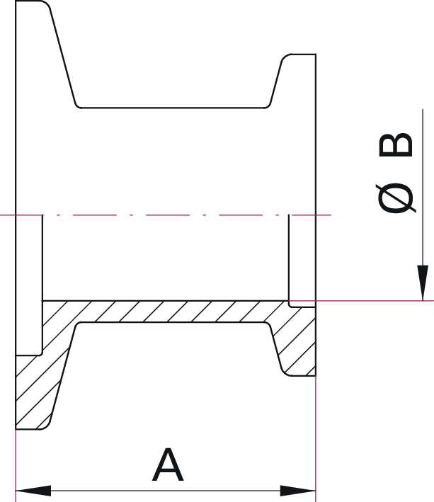 Düz Redüksiyon Parçası – DN 25 / DN 16 ISO-KF (Alüminyum EN AW-6082)