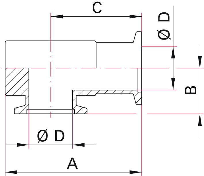 90° Dirsek (Elbow) – DN 40 ISO-KF (Alüminyum EN AW-2011)